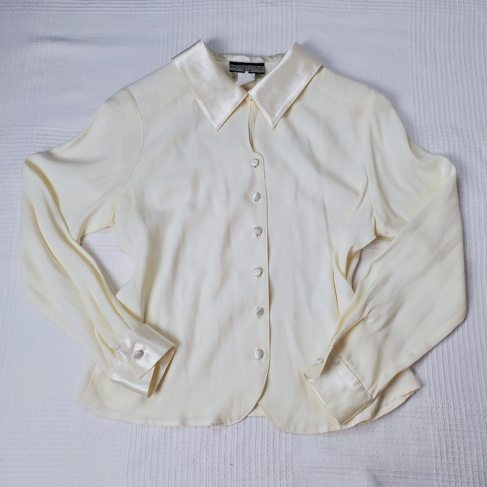 Vintage Notations Off White Side Button Blouse - image 3